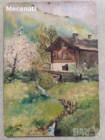 ВЛАДИМИР ДAМЯНОВ - масло, пейзаж 1918 г., снимка 5 - Картини - 53112498