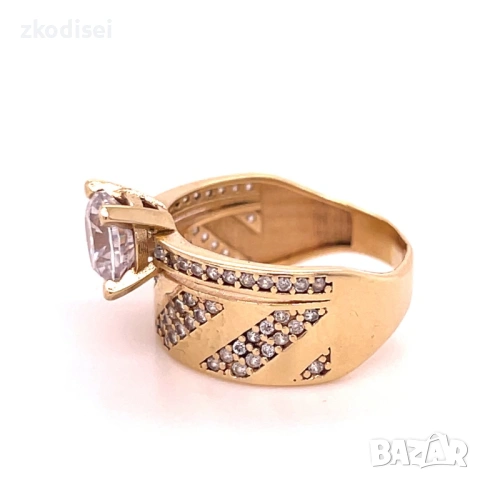 Златен дамски пръстен 3,70гр. размер:52 14кр. проба:585 модел:36327-1, снимка 2 - Пръстени - 53045872