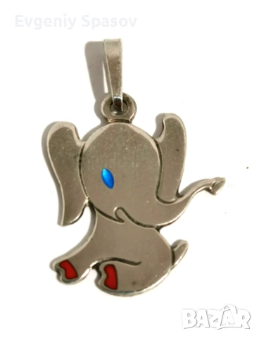 Винтидж Италианска Сребърна Висулка UNO-A-ERRE Симпатично Бебе Слонче