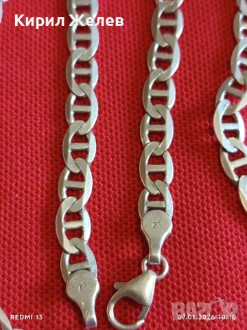 Сребърно колие плетка тип Морашка Корабна верига много красиво елегантно бижу 52804, снимка 3 - Колиета, медальони, синджири - 53016094