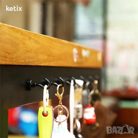 Черни магнитни куки,комплект от 10 броя, снимка 4 - Други стоки за дома - 53734764