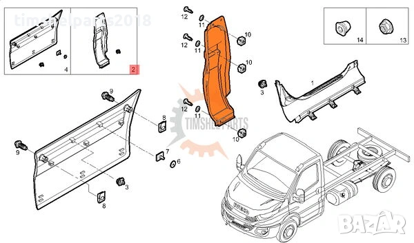 Лайстна странична колонка Iveco Daily след 2014 год. - Пасажерска страна, снимка 2 - Части - 53047142