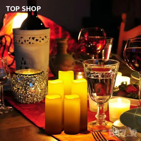 IMAGE Безпламъчни трептящи свещи, водоустойчиви LED стълбовидни, работещи с батерии,за декор,12 броя, снимка 3 - Декорация за дома - 49866373