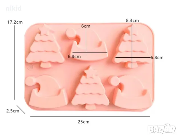 Елха Коледна шапка Коледен силиконов молд дълбоки форма фондан шоколад гипс сапун , снимка 3 - Форми - 30375361
