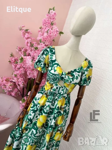 дълга лятна рокля с лимони , снимка 6 - Рокли - 53580044