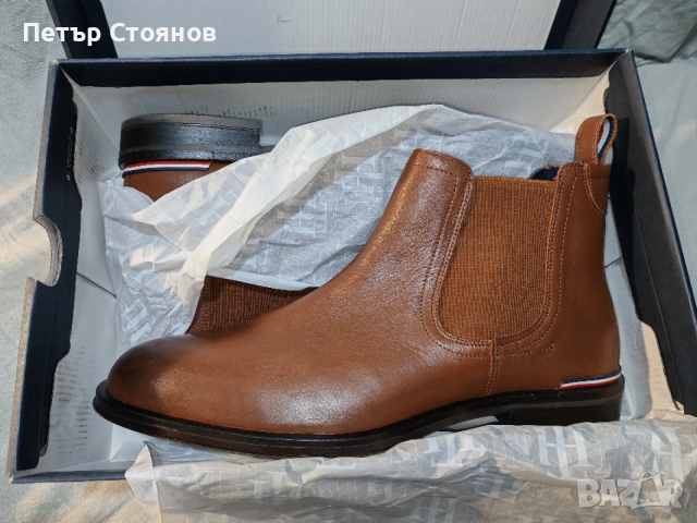Стилни мъжки кларкове от естествена кожа TOMMY HILFIGER №43, снимка 13 - Мъжки боти - 53070746