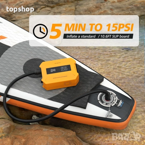 SUP Помпа dwndpump 20PSI високо налягане, електрическа, преносима помпа за SUP дъски интелигентна..., снимка 2 - Водни спортове - 51701229