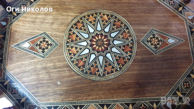Старинен поднос с борд и невероятно богата интарзия, снимка 3 - Антикварни и старинни предмети - 52791999