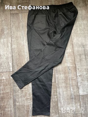Нов черен еластичен елегантен кожен панталон ластик на кръста , снимка 1 - Панталони - 45626560