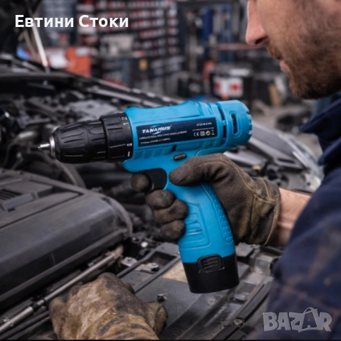 Комплект безжичен винтоверт с 2 батерии и LED, снимка 7 - Винтоверти - 53709617