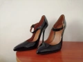 №43 унисекс - мъжки/дамски обувки на висок ток с остър връх и закопчаване с катарама -Hey Si Mey , снимка 3
