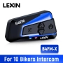 Bluetooth интерком за мотоциклет, LEXIN, поддръжка на 10 души, разстояние до 1600 м, черно/син, снимка 2