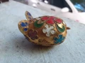 Прасенце миниатюра клоазоне бронз клетъчен емайл, снимка 2