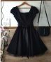 Черна официална разкроена рокля с тюл, снимка 2