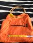 Лятна чантичка Saison seche дървени дръжки текстил оранжево жълто, снимка 8