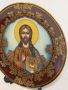 Руска порцеланова декоративна чиния Исус Христос с позлата , снимка 2