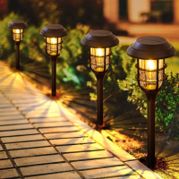 Комплект 4 бр. соларни LED лампи за градина, 40 см, снимка 4 - Соларни лампи - 44995949