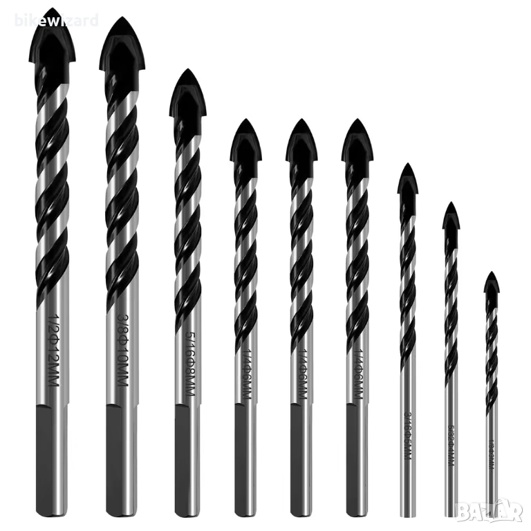 Професионален комплект свредла за стъкло, 9 части, за плочки, стъкло, керамика НОВИ, снимка 1