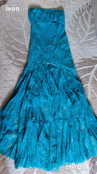 Дълга тюркоазена рокля, снимка 1