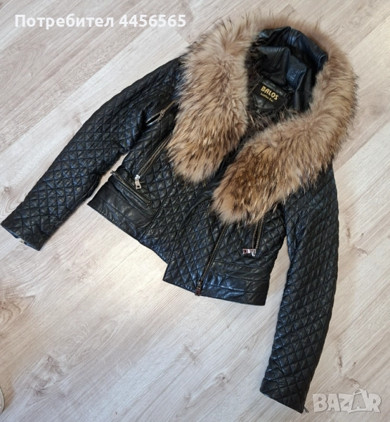 Кожено яке с естествен косъм, снимка 1