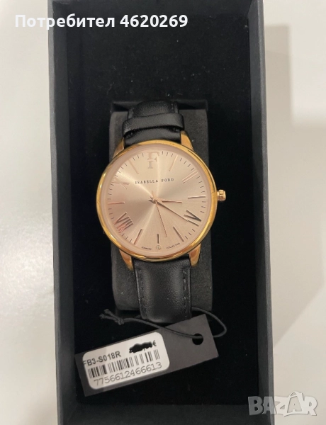 Дамски часовник с диамант и кожена каишка Isabella Ford, снимка 1