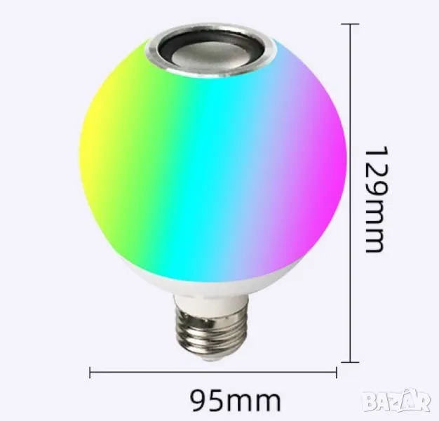 Цветна LED крушка с дистанционно , с 16 цвята, 4 режима  и 5 нива на яркост, снимка 1