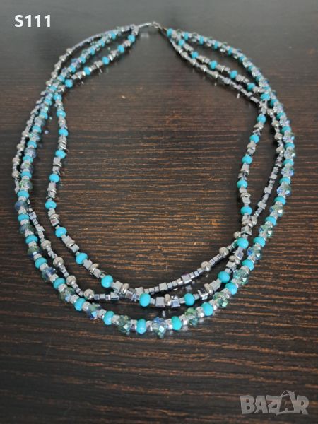 Уникално, ръчно изработено комбинирано колие с естествен тюркоаз, снимка 1