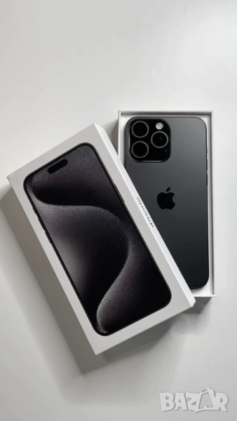 iPhone 15 Pro Black Titanium, 256GB, Неразличим от нов, снимка 1