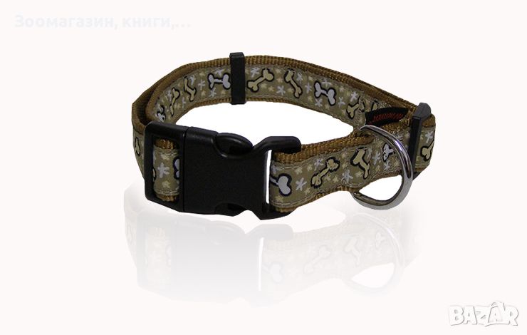 Нашийник за куче M 2.0 x 32-50 см PET INT Cute Bones Collar Beige 3171, снимка 1