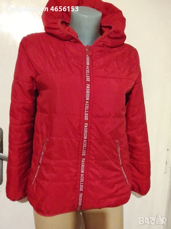 ДАМСКО  ЧЕРВЕНО  ШУШЛЯКОВО ЯКЕ с КАЧУЛКА - размер S, снимка 1