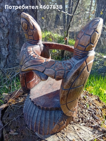 Дърворезба скулптура стойка за алкохол 25 см, снимка 1