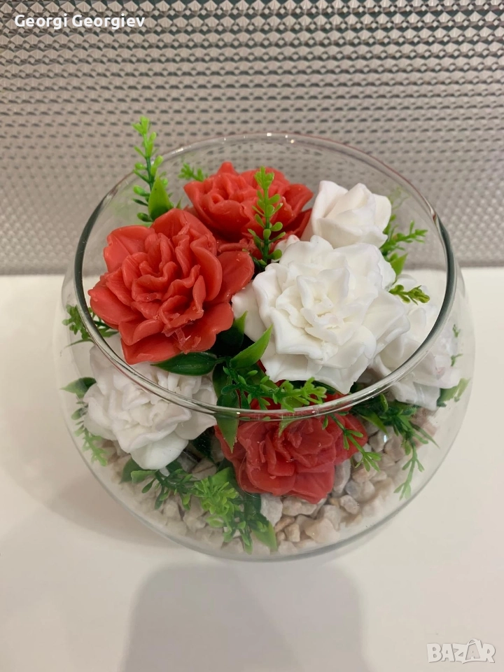 цветя изработени с глицеринов ароматен сапун и Българска роза 🌹 Стара Загора Център., снимка 1