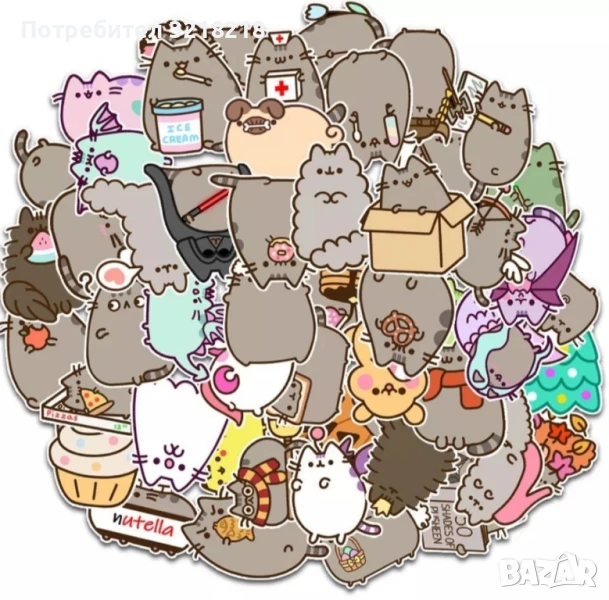 Микс от 20бр. лепенки с Pusheen котета, снимка 1
