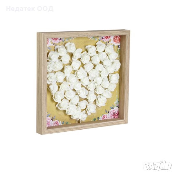  Декорация, рози, дървена кутия, бяла, 30x3.5x30см, снимка 1