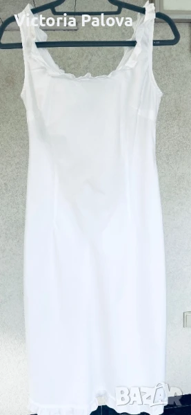 Бяла рокля BENETTON, памук, снимка 1