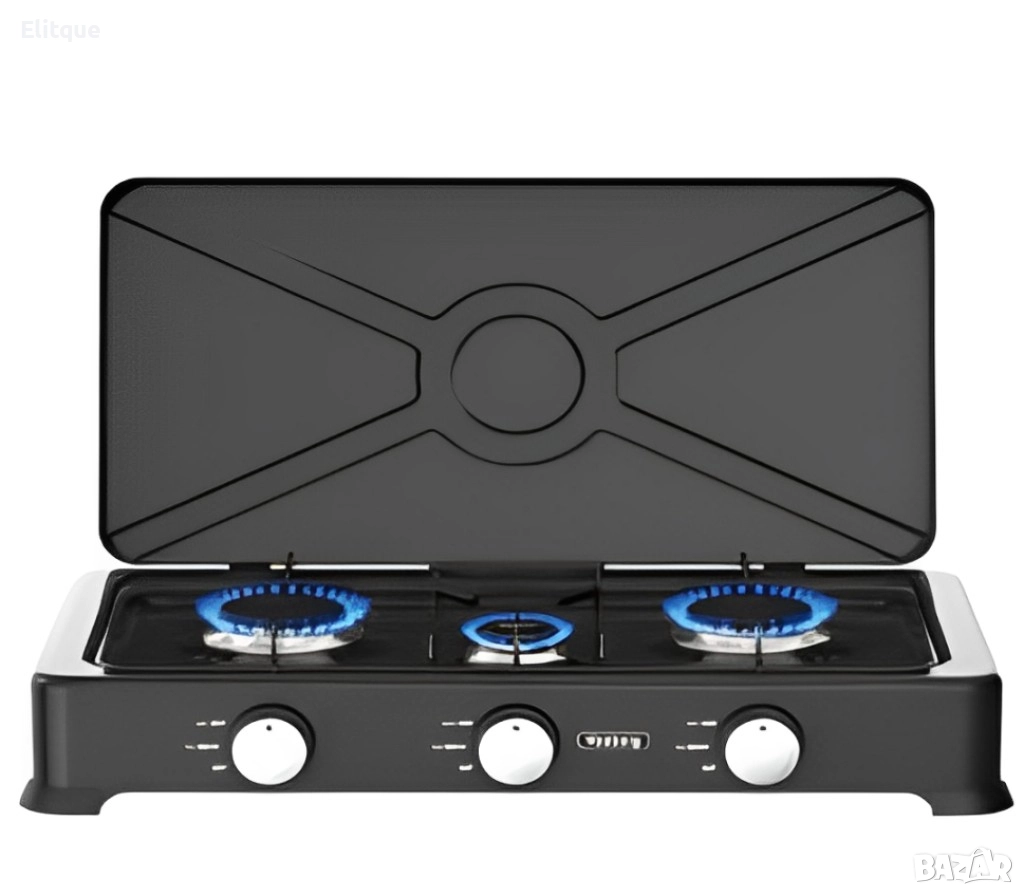 Троен газов котлон с капак Rosberg, 30mbar 2x2.2kWh+1x1kWh, снимка 1