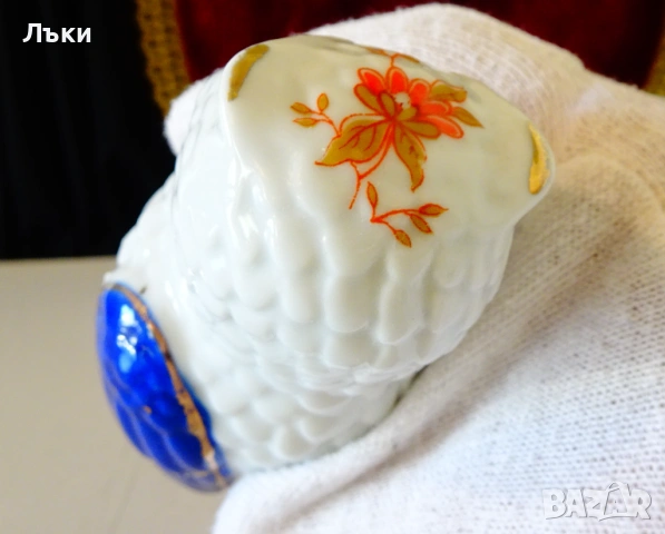 Японска порцеланова фигура Бухал,злато,кобалт. , снимка 5 - Статуетки - 53830285