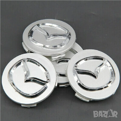 Комплект 4 броя централни капачки за джанти MAZDA 56 мм с хром емблема Сив цвят