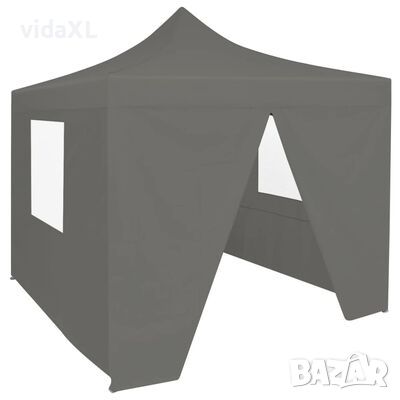 vidaXL Сгъваема парти шатра с 4 странични стени, 3х3 м, антрацит  SKU:44964