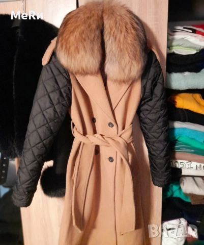 Хит палто с лисица яка, снимка 2 - Палта, манта - 51934862