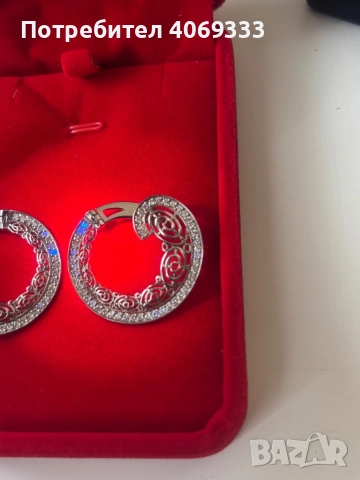 Обеци от бяло 18к злато “Valentin” ⚖️7.59гр С монтирани 96 бр 💎💎💎, снимка 3 - Обеци - 51747992