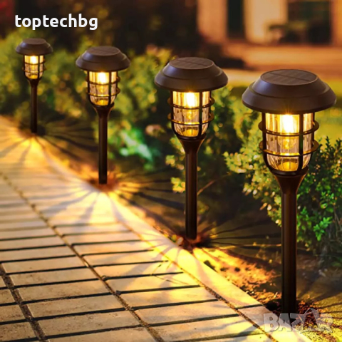 Комплект 4 бр. соларни LED лампи за градина, 40 см, снимка 4 - Соларни лампи - 44995949
