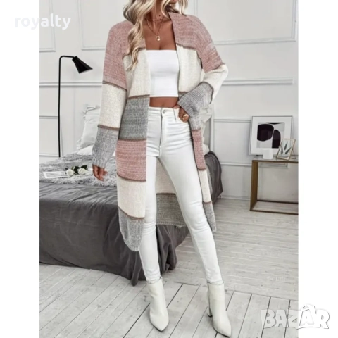 Дълга дамска жилетка райе, снимка 3 - Жилетки - 52157565