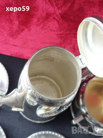 Посребрен комлект за кафе-каничка, захарница, и чашки за кафе/чаша ,сребро, кана/, снимка 11 - Сервизи - 52351137