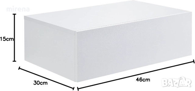Стенен рафт с чекмедже Нощен скрин Висящ рафт 46x30x15 см Бял 219