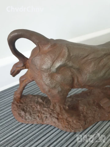 чугунена статуетка 31см-5кг/голяма стара скулптура/метална желязна фигура на бик, снимка 10 - Антикварни и старинни предмети - 51301245