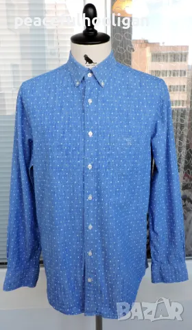 Gant Men`s Blue Mini Rhombus Print Long Sleeve Casual Shirt Size L 41/42 16.5, снимка 1 - Ризи - 49034023