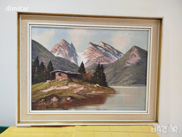 Планински пейзаж картина масло върху платно , снимка 2 - Картини - 53874215