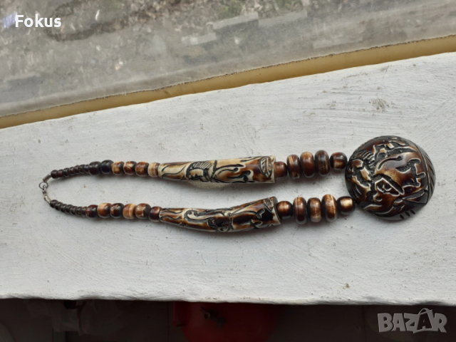 Страхотен стар гердан изработен от истински рог, снимка 2 - Антикварни и старинни предмети - 53490464