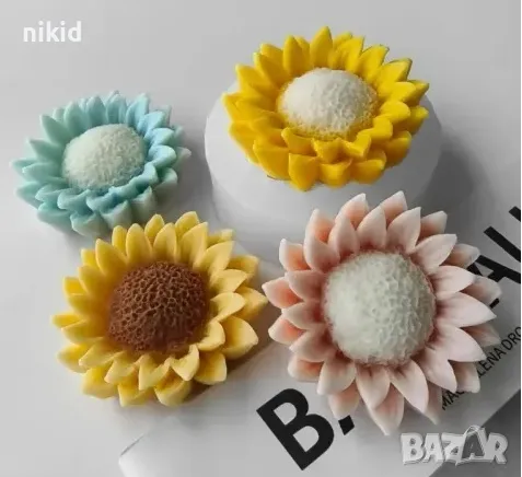 3D Цвете слънчоглед слънчогледова пита силиконов молд форма фондан шоколад гипс смола свещ декор, снимка 4 - Форми - 47045415